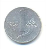 ITALIA REPUBBLICA  1 LIRA ANNO 1957 - 1 Lira