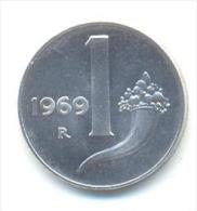 ITALIA REPUBBLICA  1 LIRA ANNO 1969 - 1 Lira