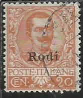 COLONIE ITALIANE EGEO 1916 SOPRASTAMPATO D´ITALIA ITALY OVERPRINTED CENT. 20 CENTESIMI USATO USED OBLITERE´ - Ägäis (Rodi)