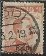 COLONIE ITALIANE EGEO 1918 1922 RODI SOPRASTAMPATO D´ITALIA ITALY OVERPRINTED CENT. 20 FILIGRANA WATERMARK  USATO USED - Aegean (Rodi)