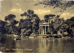 Roma - Villa Borghese - Il Laghetto - 1958 - Formato Grande Viaggiata Mancante Di Affrancatura - Parques & Jardines