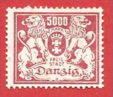 GERMANIA DANZICA MH - 1922 - 23 - Francobolli Nuovo Tipo - 5000 M. Rosso Lilla - UNI. 114 - Neufs