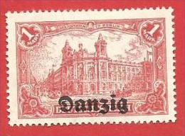 GERMANIA DANZICA MH - 1920 - Francobolli Germania 1905 - 1920 Soprastampati - 1 M. Rosso - UNI. 8 - Neufs