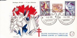 FDC N° 75 Ordi Du 5-12-1959 - COB 1118-1117-1116 - Cachet De Bruxelles - Antituberculeux - 4€ - 1951-1960