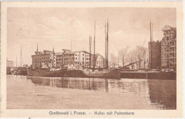 GREIFSWALD Pommern Hafen Mit Pulverturm Segelschiff 4.5.1932 Gelaufen - Greifswald