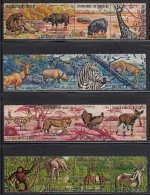 Burundi Used Scott #355-#360, #C146-#C151 Set Of 12 Strips Of 4 Each Wildlife - Usados