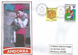 Enfant Andorran En Costume, Sur Lettre  Postée Au Village D´Encamp,adressée En Espagne. - Covers & Documents