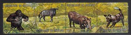 Burundi Used Scott #359 Strip Of 4 6fr Gorilla, Gnu, Wart Hog, Cape Hunting Dog - Usados