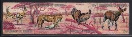 Burundi Used Scott #C148 Strip Of 4 17fr Grant´s Gazelles, Cheetah, African White-backed Vultures, Johnston´s Okapi - Gebruikt