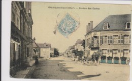 D18 - CHATEAUMEILLANT - AVENUE DES ECOLES - CAFE CHERET - Carte Tissée Et Colorisée - état Voir Descriptif - Châteaumeillant