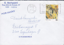 Portugal Airmail Por Aviao Slogan LISBOA 1989 Cover Letra To Denmark Painting Gemälde Carlos Bothelho Stamp - Briefe U. Dokumente