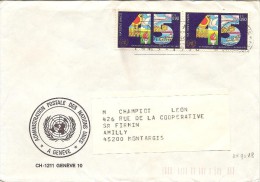 Lettre Du 11/12/1990 Avec Deux Timbres 45ème Anniversaire De L'onu - Autres & Non Classés