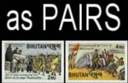 BHUTAN 1982 Horses Battle IMPERF.PAIRS:2 (4 Stamps)   [non Dentelé,Geschnitten,no Dentado] - Bhoutan