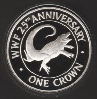 TURKS AND CAICOS 1 CROWN 1988 •  IGUANE  WWF 25th ANNIVERSARY •  ARGENT SILVER  PROOF - Turks En Caicoseilanden