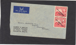 Malte - Devant De Lettre Avion Entête Albert V Mallia 11/ 1952 Pour Cognac Charente France - Malte (...-1964)