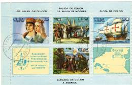 Expo ESPAMER 1985 Havanna Kuba 2894/7+Block 86 O 12€ Columbus Entdeckung Amerikas Philatelic M/s Ship Bloc Sheet Bf Cuba - Collezioni & Lotti