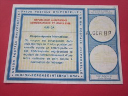 UPU Entiers Postaux Coupon-réponse Union Postale Universelle ALGER RP République Algérienne Dem & Populaire >0.80 - Coupons-réponse