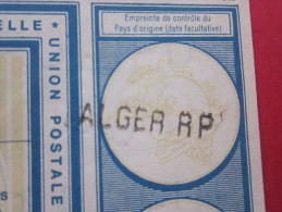 UPU Entiers Postaux Coupon-réponse Union Postale Universelle ALGER RP République Algérienne Dem & Populaire >0.80 - Coupons-réponse