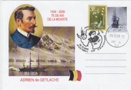 9572- BELGICA ANTARCTIC EXPEDITION, A. DE GHERLACHE, SHIP, SPECIAL COVER, 2009, ROMANIA - Spedizioni Antartiche