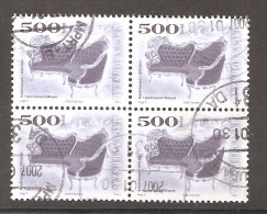 HUNGARY 1999 ANTIQUE ROCOCO SETTEE 1880 BLOCK OF FOUR - Oblitérés