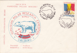 9799- ROMANIAN ARCTIC EXPEDITION IN SVALBARD, POLAR BEAR, SPECIAL COVER, 1990, ROMANIA - Arktis Expeditionen