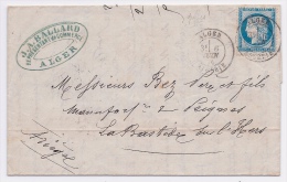 FRANCE - VARIETES 2 GRANDES GRIFFES SUR 60C CERES SUR LETTRE ALGER 1876 - Unclassified