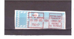 Vignette Type Papier Carrier  (paris 17 110 Av,wagram) 5  25/01 - 1985 « Carrier » Papier