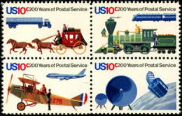 1975 USA Postal Service Bicentennial Sc#1572-75 1575a Space Satellite Plane Train Stagecoach Horse Trailer Truck Post - Estados Unidos