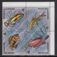 Burundi MNH Scott #450 Block Of 4 2fr Fish - Ongebruikt