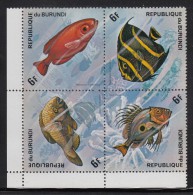 Burundi MNH Scott #453 Block Of 4 6fr Fish - Unused Stamps