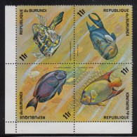 Burundi MNH Scott #454 Block Of 4 11fr Fish - Unused Stamps