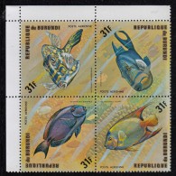 Burundi MNH Scott #C212 Block Of 4 31fr Fish - Ongebruikt