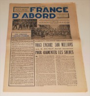 France D'abord Du 17 Juillet 1946 (les Volontaires Français En Espagne Républicaine-Rol-Tanguy). - Other & Unclassified