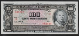 BOLIVIA 100 BOLIVIANOS L. 20.12.1945   #  J1 332325  P#147  UNC - Bolivien