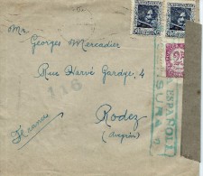 ESPAGNE LETTRE AVEC CENSURE RÉPUBLICA ESPANOLA POUR LA FRANCE . A Voir Pour étude (lot 1001) - Republicans Censor Marks