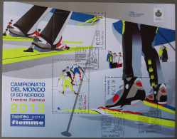 2013 SAN MARINO "CAMPIONATO DEL MONDO SCI NORDICO 2013" FOGLIETTO ANNULLO PRIMO GIORNO - Used Stamps