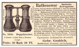 Original Werbung - 1888 -  Gebr. Grabich In Rathenow Und Leipzig , Fernglas , Optik , Fernstecher !! - Optique