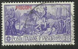 EGEO 1930 PISCOPI FERRUCCI CENT. 20 CENTESIMI USATO USED OBLITERE´ - Egée (Piscopi)