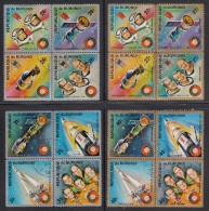 Burundi Used Scott #477-#478, #C216-#C217 Set Of 4 Blocks Of 4 Apollo Soyuz Space Test Project - Usados