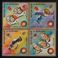 Burundi Used Scott #C216 Block Of 4 27fr Apollo Soyuz Space Test Project - Usados