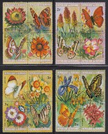 Burundi Used Scott #435-#440, #C187-#C192 Set Of 12 Blocks Of 4 Each Flowers And Butterflies - Usados