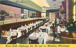 228333-Mississippi, Davis Grill, Restaurant Interior, Highway 45-80-11, Linen Postcard, Merritt No K 1856 - Meridian