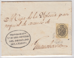 1858-H-59. * CUBA ESPAÑA SPAIN. ISABEL II. CORREO OFICIAL. 1866. OFFICIAL MAIL. SOBRE ½ ONZA. OBISPADO DE LA HABA - Vorphilatelie