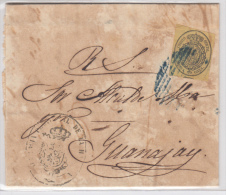 1858-H-63* CUBA ESPAÑA SPAIN. ISABEL II. CORREO OFICIAL. 1867. OFFICIAL MAIL. SOBRE ½ ONZA. MARCA PARRILLA LINEAS - Vorphilatelie