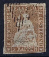 Switserland, 1854 Yv Nr 26 D Papier Mince Used  Has Some Thin Spots - Usados