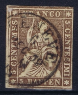 Switserland, 1854 Yv Nr 26 B Papier Moyen Used - Used Stamps