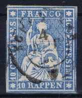 Switserland, 1854 Yv Nr 27 A Papier Moyen  Used - Oblitérés