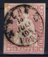 Switserland, 1854 Yv Nr 28  Used  Signed/ Signé/signiert/ Approvato - Usados
