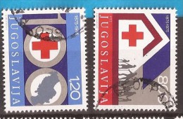 1975  1619-20  ROT KREUZ   JUGOSLAVIJA JUGOSLAWIEN  100 JAHRE ROT KREUZ   USED - Gebruikt