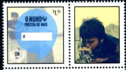 ONU New-York 2013 - 1 Timbre Avec Vignette Extrait De Feuille De Timbres Personnalisés "World Humanitarian Day" ** - Unused Stamps